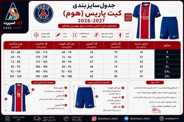 کیت PSG پاریس سنت ژرمن 2026-2027 تایلندی