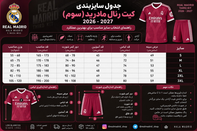 کیت دوم رئال مادرید صورتی 2026-2027 تایلندی