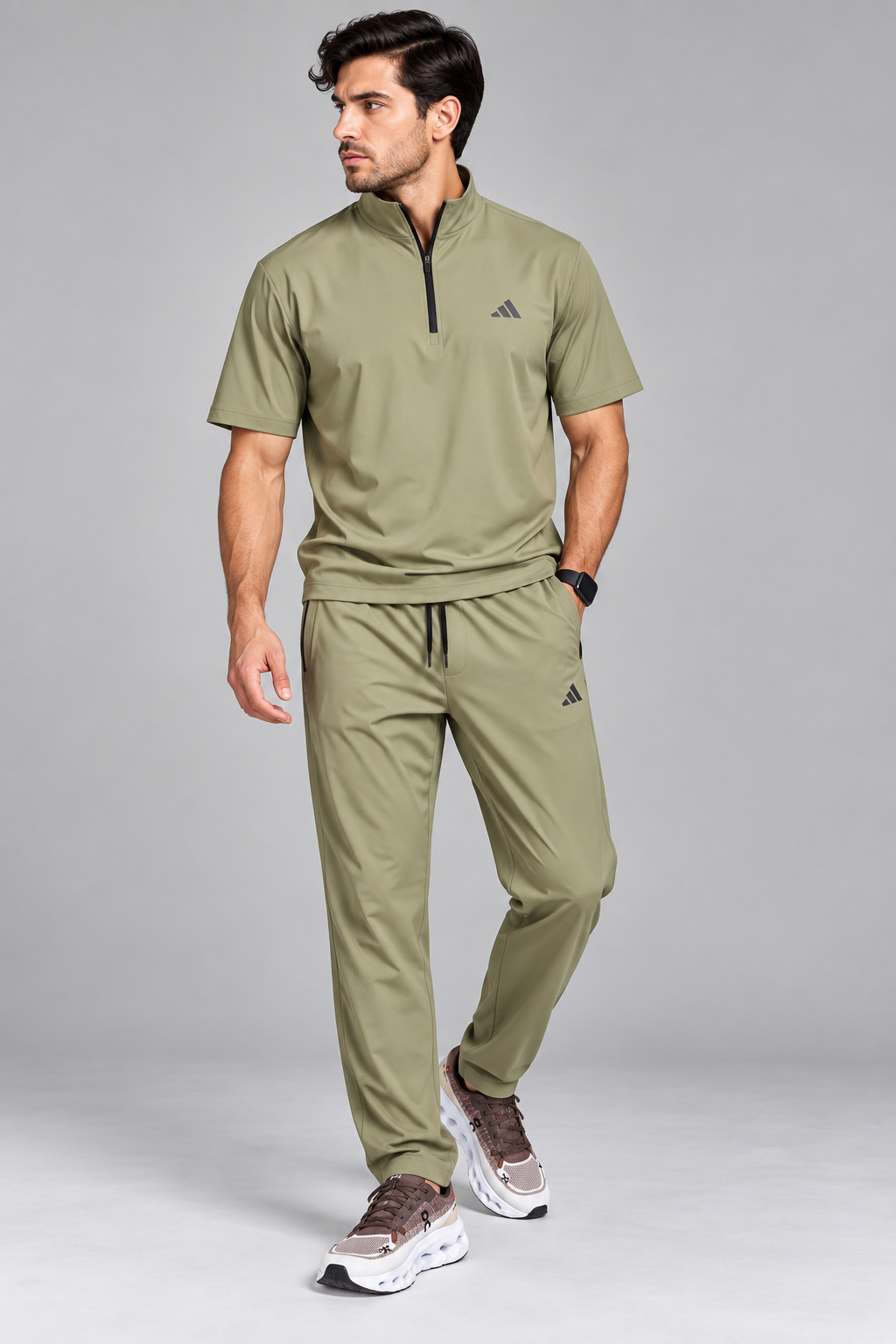 ست مردانه تیشرت نیم زیپ و شلوار ADIDAS وارداتی